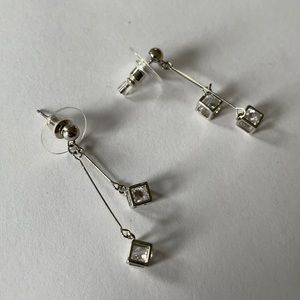 Gem in a cube dangle earrings